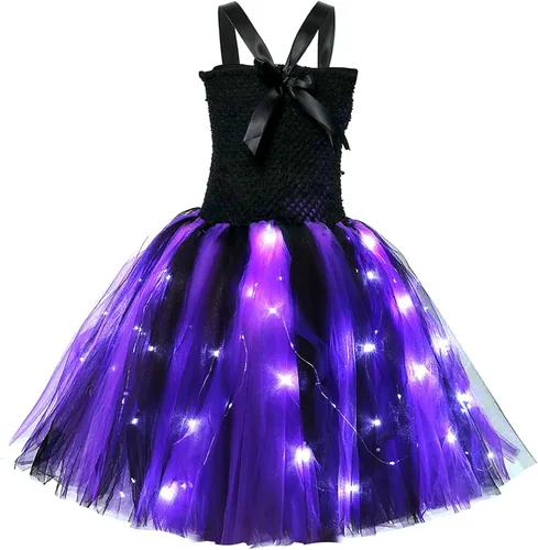 Vista 6 de Tempura Conjunto de disfraz de payaso de Halloween para niñas y niñas, vestido de tul, cuchillo, calcetines, guantes, horquilla, juegos para fiestas