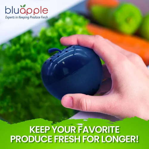Vista 6 de Bluapple Produce Saver - Absorbedor de gas de etileno de 1 año con carbón activado, 2 Bluapples + 8 paquetes (0.31 onzas cada uno), extensor