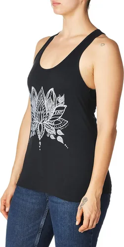 Vista 2 de Chin Up Camiseta sin mangas con diseño de flor de loto de henna para mujer