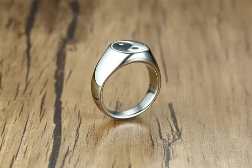 Vista 6 de Anillo de equilibrio para hombre Tai Chi Yin Yang de acero inoxidable Taoísmo Zen Spirit Talismán, Acero inoxidable, aleación, latón