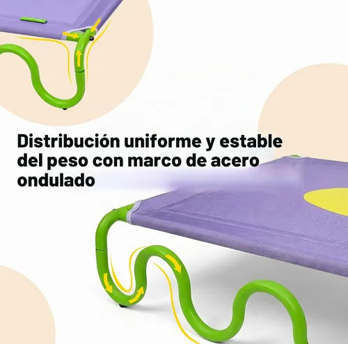 Vista 3 de ZEZE Cama elevada ondulada para mascotas, cama elevada transpirable para perros y gatos con marco de acero, tela Oxford duradera, catre refrescante