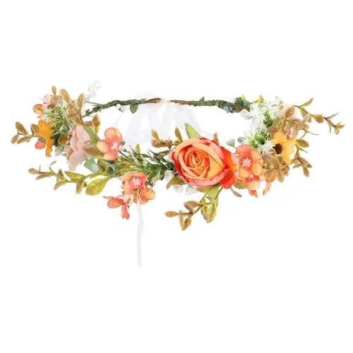 Vista 10 de Corona de flores sintéticas para mujer, diadema floral para novia Azul-1
