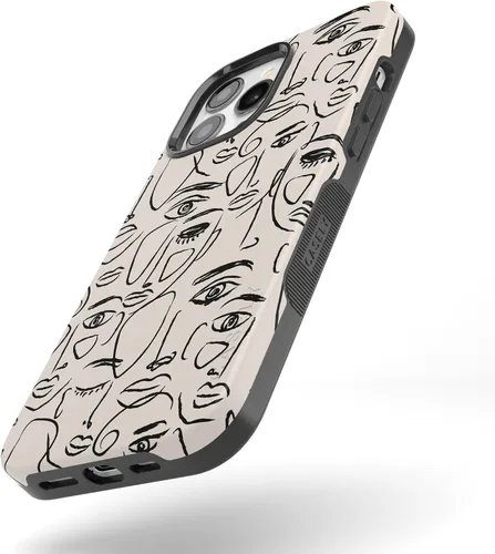 Vista 3 de Casely Funda para iPhone 13 Pro Max Somos Todos Humanos Arte Facial Mínimo Compatible con MagSafe Diseño Protector Atrevido