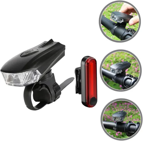 Vista 3 de BESPORTBLE Juego de luces de ciclismo, 2 unidades de luces para bicicleta, carga de construcción robusta de abdominales
