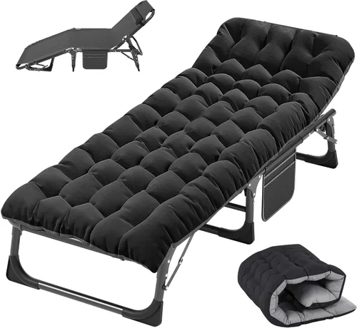 Vista 9 de Slsy Catre de camping plegable para adultos con almohadilla, catres de dormir portátiles acolchados, cama de campamento con bolsa de transporte