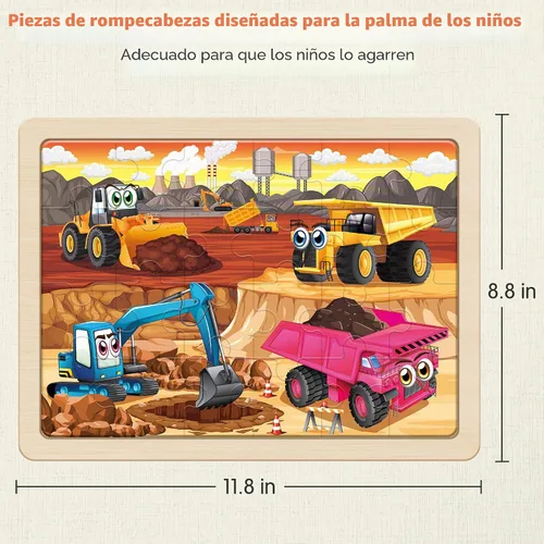 Vista 5 de SYNARRY - Rompecabezas grandes de madera para niños de 4 a 6 años Monster Truck Puzzles for Kids Ages 3-5, Birthday Gifts for Boys & Girls