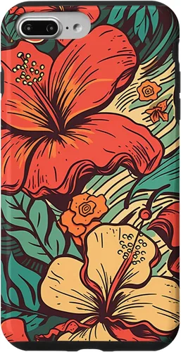 Vista 12 de iPhone 16 Vintage Hawaii Hibiscus Pattern Retro Tropical Hawaiian Case