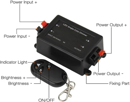Vista 3 de BZONE DC 12-24V LED tira de luz de un solo color inalámbrico RF controlador remoto atenuador para SMD 5050 3528 tira de luces LED de un solo
