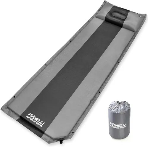 Vista 9 de Foxelli Almohadilla de dormir autoinflable para campamento, mochileros, senderismo, espuma aislada, ligera, colchón inflable de campamento