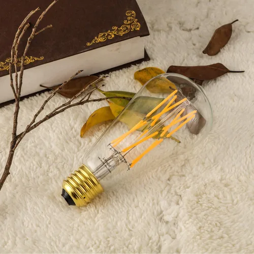 Vista 8 de Leools Bombilla de filamento LED estilo Edison de 10 W, bombillas equivalentes a 100 W, regulables, blanco cálido 2700 K, 1200 lm, ST64, E26