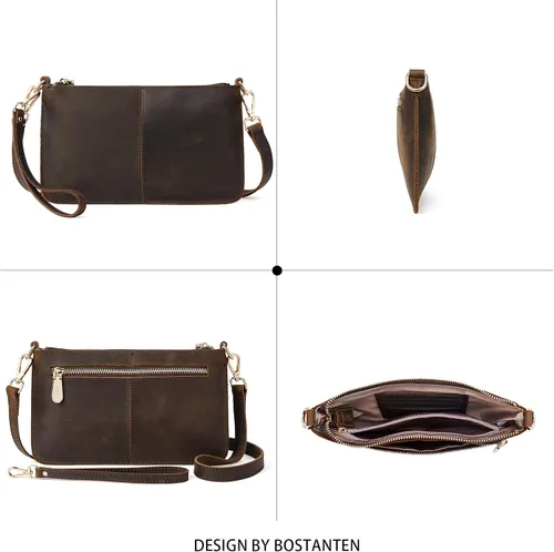 Vista 7 de BOSTANTEN Monederos pequeños para mujer, bolsos cruzados de cuero, monederos de mano, sobre