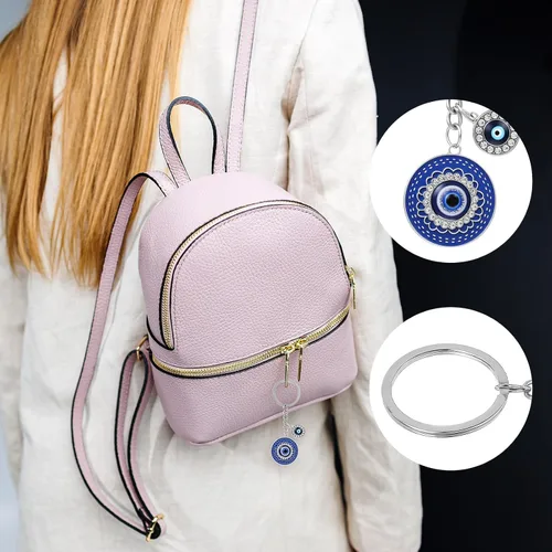 Vista 8 de Evil Eye Keychains - Boho Handbag Charms Keychains, Good Luck Evil Eye Purse Key Ring for Bag Wallet Decoration