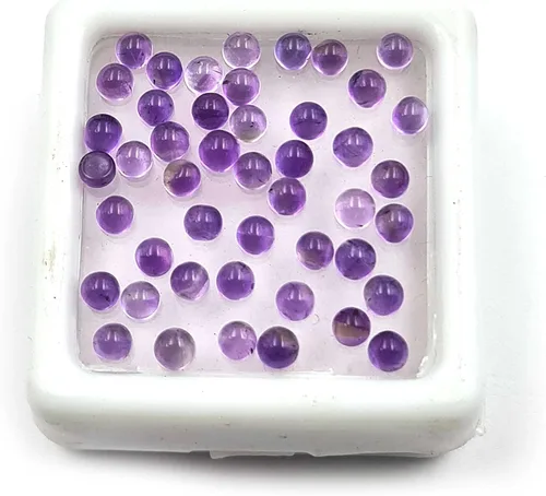 Vista 3 de Cabujón redondo pequeño de amatista natural, 0.108 in, 100 unidades, piedras preciosas sueltas de amatista para manualidades de joyería, Gema