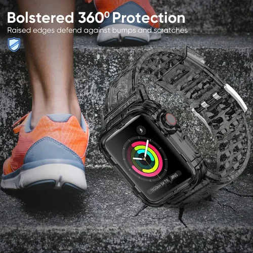 Vista 7 de Compatible con Apple Watch Band de 1.772 pulgadas, 1.732 pulgadas, 1.654 pulgadas, con funda antigolpes, correas deportivas para hombres y mujeres