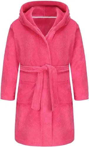 Vista 4 de E.W Apparel Bata de baño con capucha de toalla para niños y niñas, bata de vestir, bata de tela de rizo suave Aguamarina