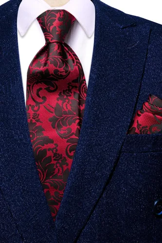 Vista 320 de Hi-Tie Corbatas de seda para hombre, diseño de cachemira a rayas, con bolsillo, gemelos cuadrados, conjunto formal de negocios
