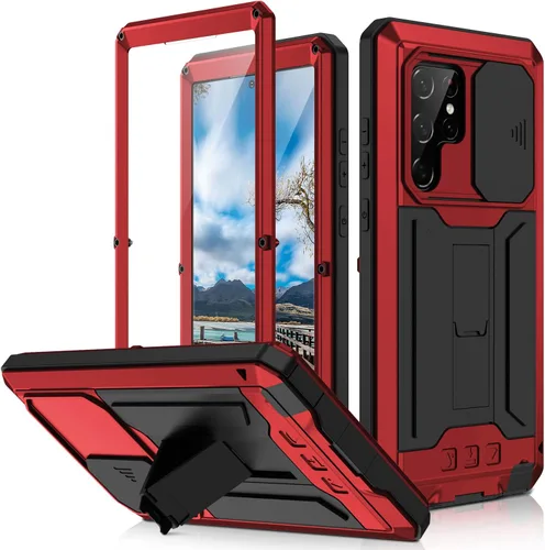 Vista 15 de Funda resistente para Samsung Galaxy S22 5G 2022 con protector de pantalla y función atril para cámara Samsung S22, de metal militar, a prueba