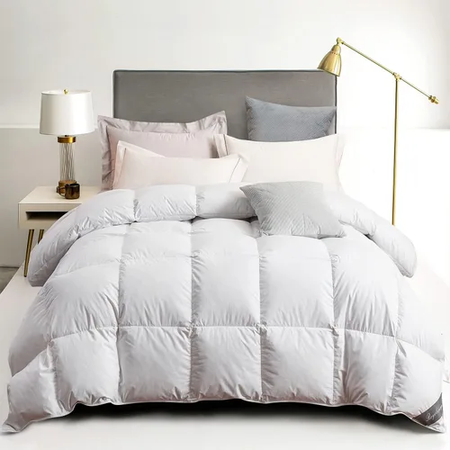 Vista 10 de Royoliving Edredón de plumas blanco para todas las estaciones con funda de 400 hilos, 100% algodón, relleno de edredón de calidad hotelera