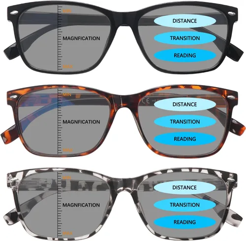 Vista 7 de Paquete de 3 Gafas de Lectura Progresivas Multifoco para Mujeres y Hombres con Bloqueo de Luz Azul, Bisagras de Resorte Multifoco, Lectores