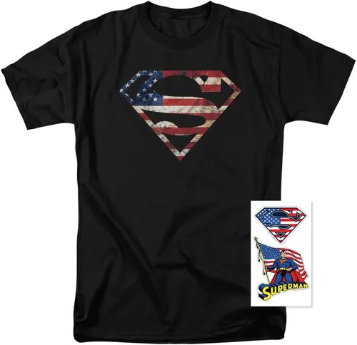 Vista 2 de Popfunk Superman Logo S Shield American Flag T Shirt & Stickers