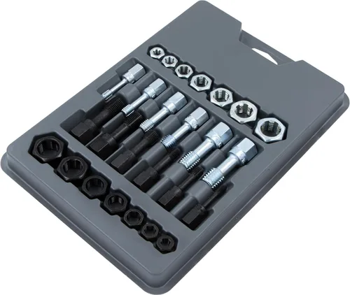 Vista 2 de Lang Tools 2581 Juego de machos de roscar y terrajas restaurador de roscas de 26 piezas, negro