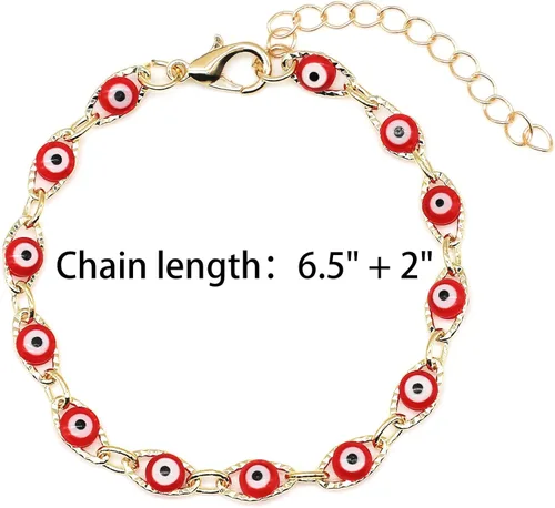 Vista 2 de Delicadas pulseras de mal de ojo para mujer, pulsera de cadena dorada contra el mal de ojo para niñas