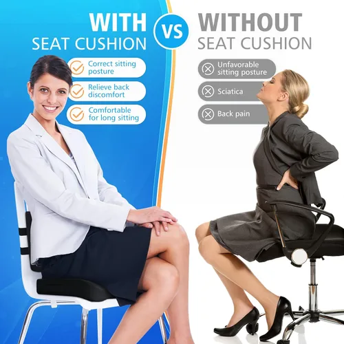 Vista 8 de CushZone Cojín de asiento, almohada de apoyo lumbar con correa ajustable, cojines para silla para aliviar el dolor de ciática, con funda lavable