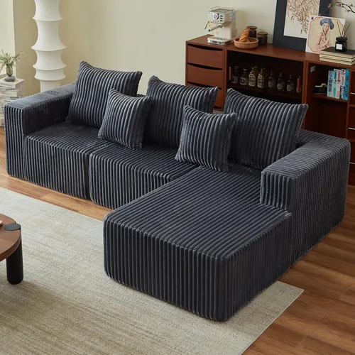 Vista 9 de Sofás seccionales de 102" para sala de estar, sofá nube sin estructura, sofá en forma de L con asiento profundo de gran tamaño, sofá cómodo