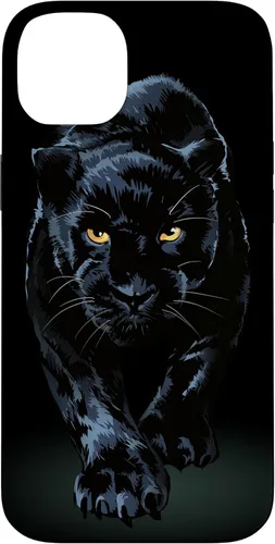 Vista 15 de iPhone 16 Black Panther Walking Toward Shadow - Estuche de regalo para amantes de los gatos salvajes