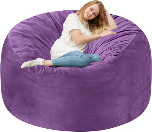 Vista 84 de Homguava - Sillón puff de 3 pies Sillón estilo puff grande de 3 pulgadas con relleno de espuma viscoelástica, sofá suave con funda de terciopelo