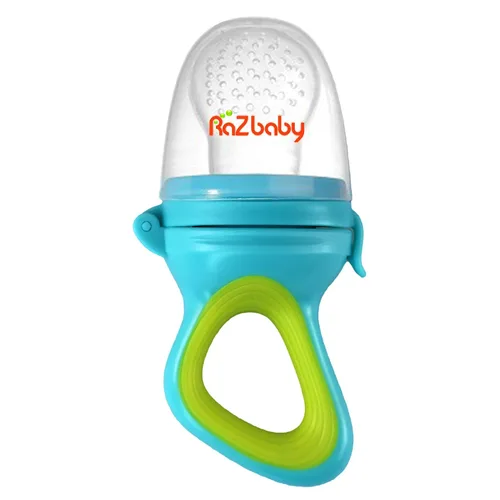 Vista 12 de RaZbaby Fruitique - Alimentador de frutas de una pieza para bebé, apertura más grande para rellenar y cabe más fruta fresca/congelada para aliviar