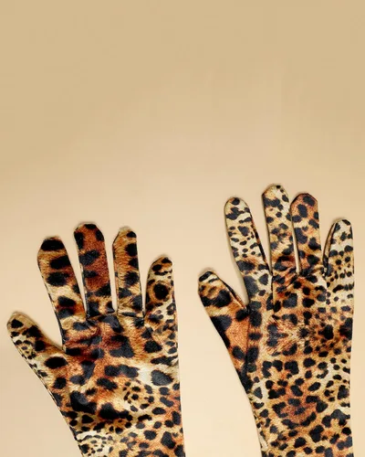 Vista 8 de BXT Guantes largos de terciopelo con estampado de leopardo y cebra para mujer, accesorios de disfraz de Halloween