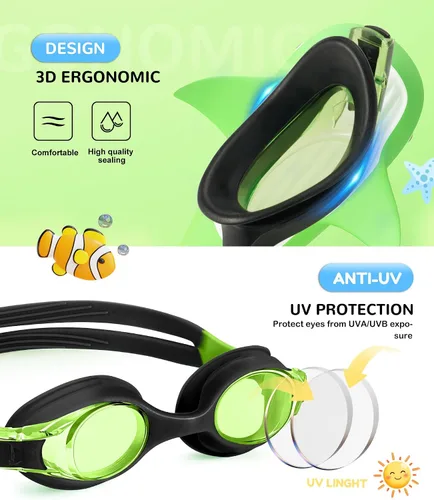Vista 3 de NSSIW Gafas de natación para niños, gafas de natación para niños: gafas de piscina antivaho sin fugas, paquete de 2 unidades de 3 a 16 años
