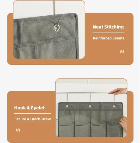 Vista 4 de Organizador colgante para puerta de armario, 6 estantes y 24 bolsillos para artículos esenciales para bebés, niñas, dormitorio, organizador