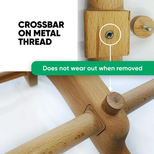 Vista 7 de Barras de Pared Suecas en Escalera para Niños y Adultos, hechas de Madera de Haya Sólida, Resisten Cargas hasta 400 kg, con Barra de Dominada