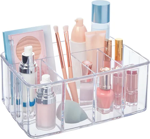 Vista 8 de Organizador de mueble de lavamanos de plástico transparente de calidad superior. 5 compartimientos.