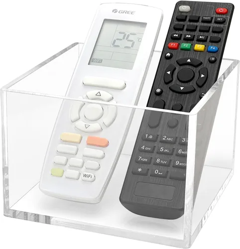 Vista 8 de Caja organizadora de control remoto, soporte de controlador de TV de acrílico para mesa, color negro