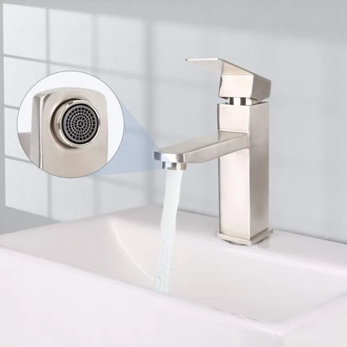 Vista 7 de SkyGenius Grifo de baño de una sola manija, níquel cepillado, grifo de fregadero de 1 agujero, fácil instalación, mejora la decoración del baño