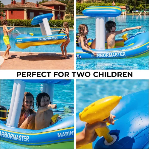 Vista 6 de Zone Tech - Flotadores inflables para piscina para niños, para niños pequeños, patrulla principal del puerto, flotador inflable para piscina