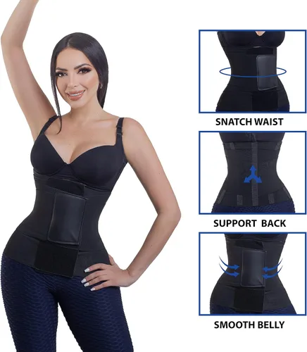 Vista 4 de Faja Colombiana tipo Reloj de Arena moldeadora y reductora ideal para el entrenamiento diario y uso diario., Negro