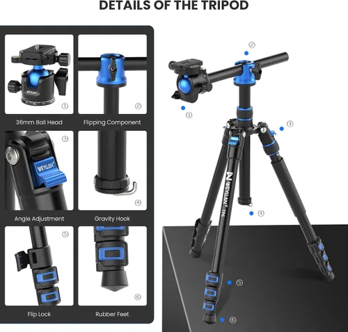 Vista 7 de WEYLLAN TP6 Camera Tripod