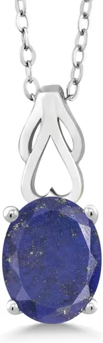 Vista 38 de Gem Stone King Collar de plata de ley 925 con piedra natal ovalada de 0.354 x 0.276 in Collar con colgante solitario para mujer Con cadena