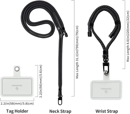Vista 6 de Sinjimoru Cordón de teléfono celular para funda de teléfono (2 unidades), con correa ajustable para teléfono para muñeca, compatible con llavero