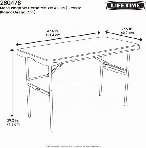 Vista 11 de LIFETIME 280478 Mesa plegable comercial de anidación, 4 pies