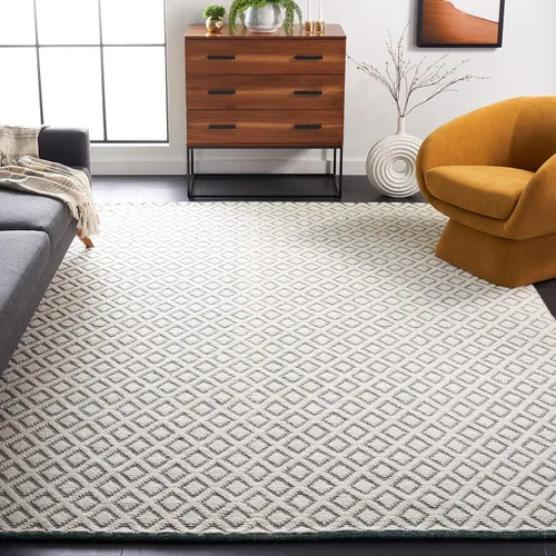 Vista 29 de SAFAVIEH Vermont Collection - Alfombra decorativa de 2 pies 3 pulgadas x 4 pies, marfil y negro, lana hecha a mano, ideal para zonas de alto tráfico
