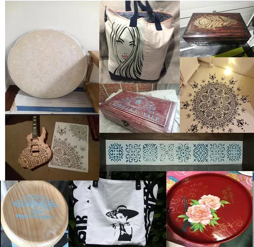 Vista 6 de Plantilla decorativa de bricolaje para pintar sobre lienzo, muebles de madera, papel para manualidades (tamaño A4)