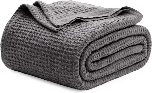 Vista 48 de Bedsure Gentlesoft - Manta de 100 % algodón, tamaño Twin XL, para dormitorio universitario, transpirable y suave, manta Twin de tejido waffle