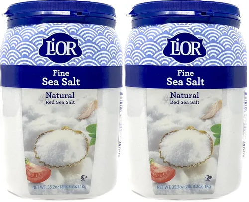 Vista 4 de LiOR Sal marina fina, sal marina roja natural Tarro de chef de sal marina kosher, Kosher para Pascua 35.2 onzas