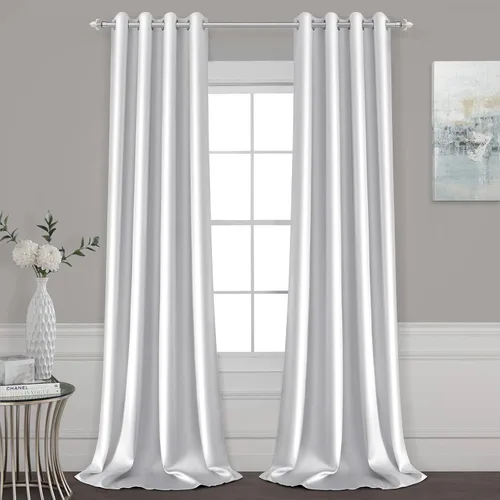 Vista 9 de HOMEIDEAS 2 paneles de cortina de seda sintética, cortinas opacas para dormitorio