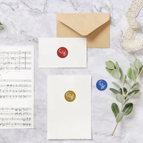 Vista 4 de SUPERDANT Sello de cera con letras musicales de 1.18 pulgadas, sello de sellado de notas para entusiastas de la música, mango de madera, extraíble
